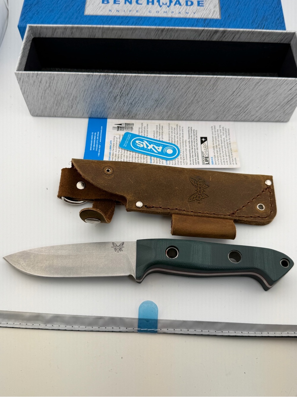 Benchmade 162 Bushcrafter Fixed Blade Knife w/ Original Leather Sheath – USA - Picture 2 of 10